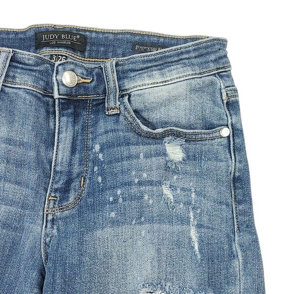 Judy Blue Boyfriend Fit Jeans Splatter Distressed Stretch Women’s Size 3/26 - Picture 5 of 16